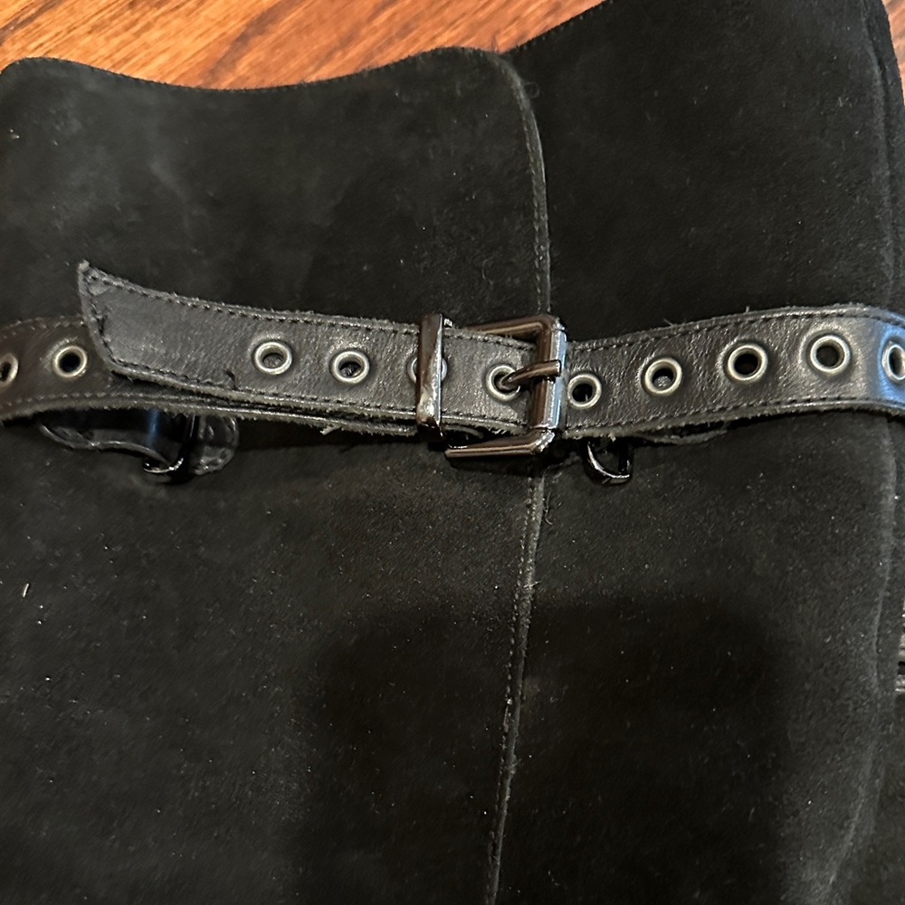 Aquatalia Shearling Black Knee-High Wedge Boots - Picture 3 of 6